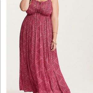Torrid Embellished Gauze Maxi Dress in Berry